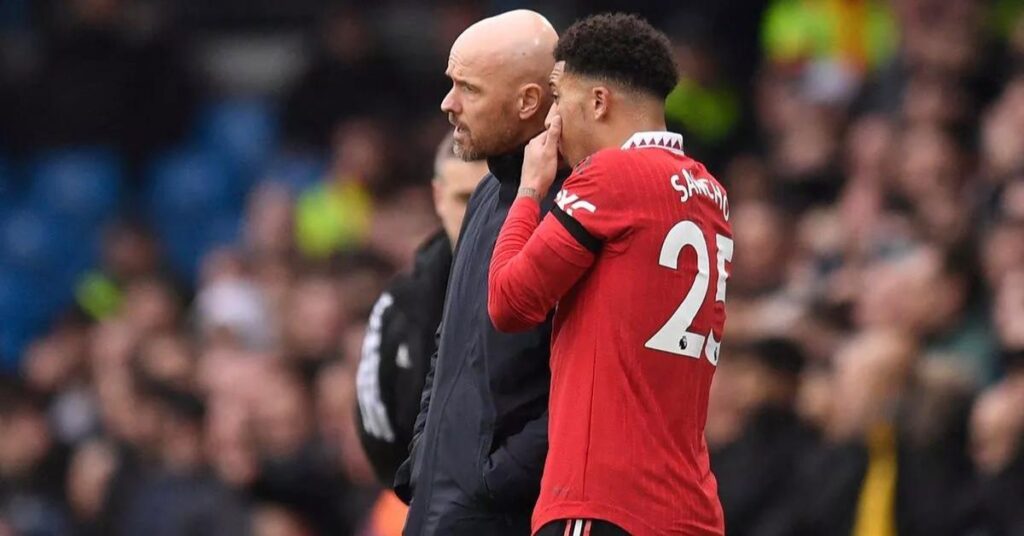 Manchester United Jadon Sancho and Erik ten Hag